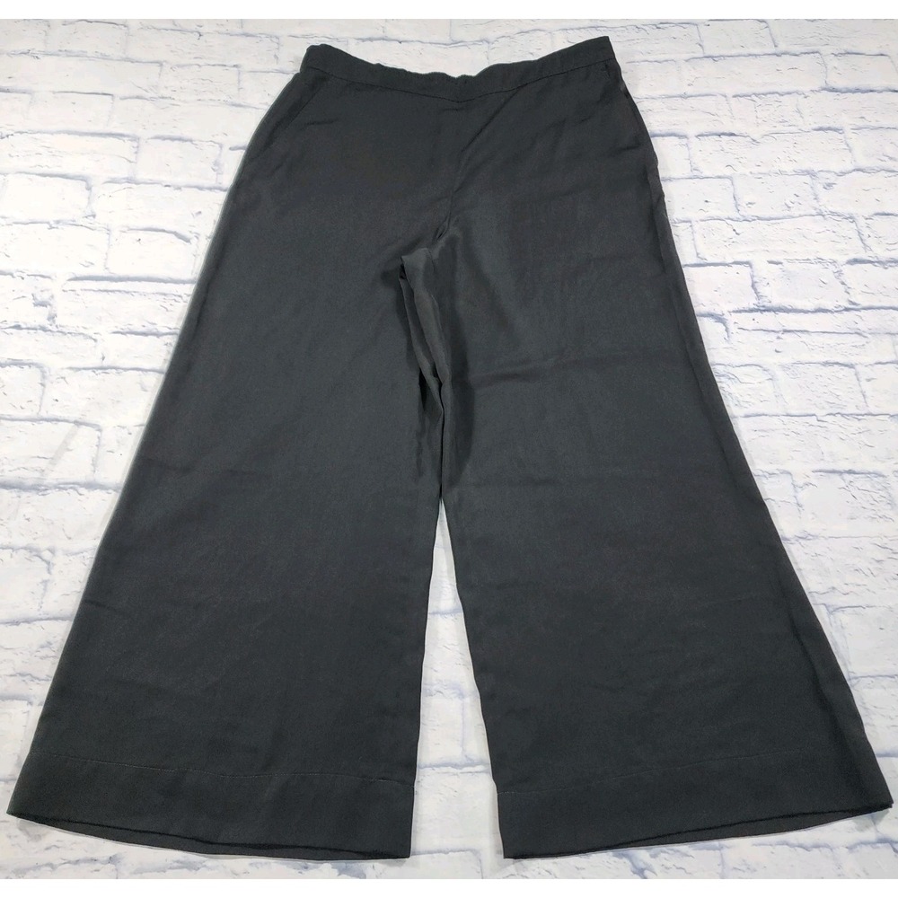 Lauren Ralph Lauren WOMENS 12 Dress Pants Black Wide Leg Lightweight Pull On